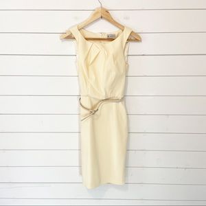 Ava & Aiden | Yellow Bodycon Dress with Snakeskin Belt Size 0